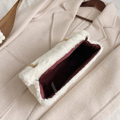 Plush Chain Shoulder Bag Retro Soft PU Phone Bag