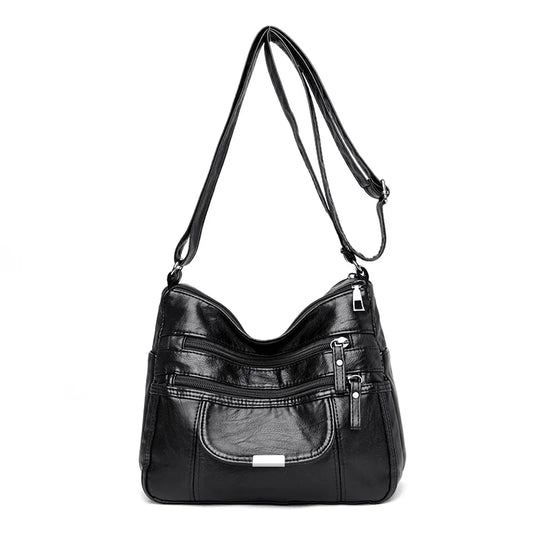 Women's Washed Leather Shoulder Bag Small Crossbody Tote Bag