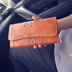 Fashionable Hollow Tri-Fold Long Retro Wallet