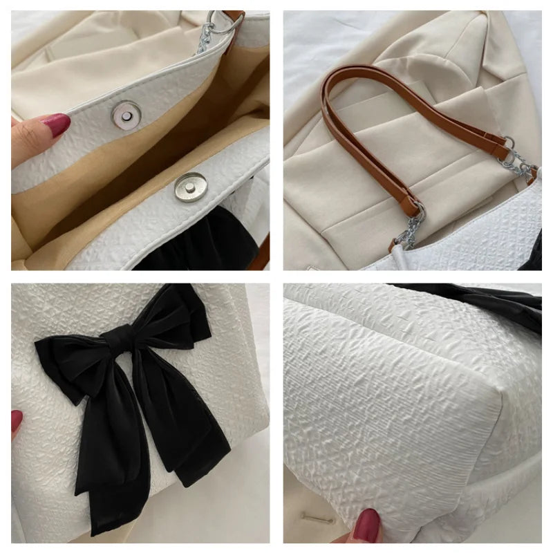 Large-capacity Women's Bowknot Tote Bag Fresh Casual Shoulder Bag
