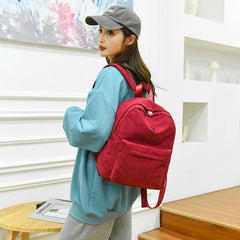 Fashionable Flannel Fabric Backpack with Shining Hardware Decoration