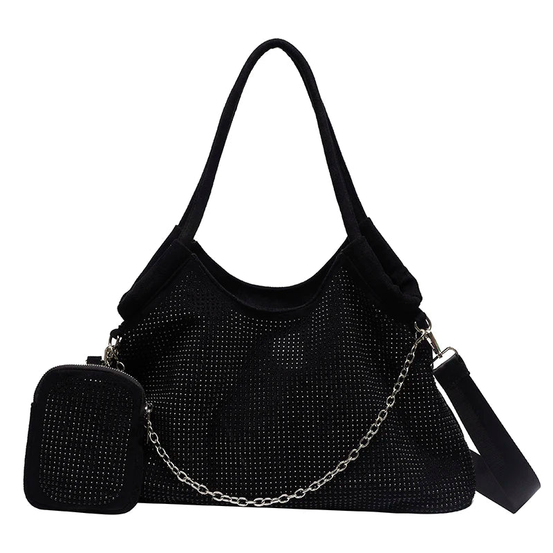 Solid Diamonds Shine Bag Women Party High Capacity Tote Multifunction