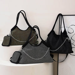 Solid Diamonds Shine Bag Women Party High Capacity Tote Multifunction