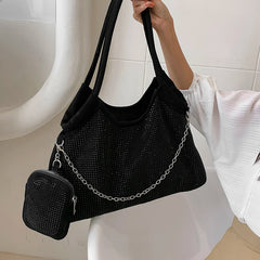 Solid Diamonds Shine Bag Women Party High Capacity Tote Multifunction