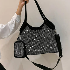 Solid Diamonds Shine Bag Women Party High Capacity Tote Multifunction