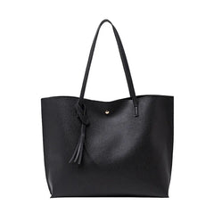 Women's Tote Shoulder Bag Leather Large Capacity Top Handle Bag with Tassels