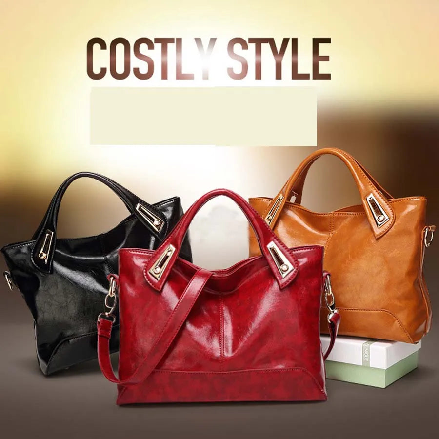 Oil Wax Leather Women's Shoulder Handbag