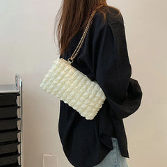 Women's Fashioni Pleated Shoulder Bag Chain Strap Crossbody Bags