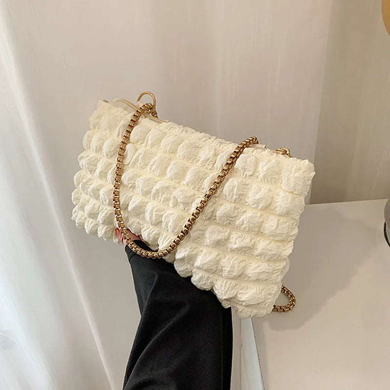Women's Fashioni Pleated Shoulder Bag Chain Strap Crossbody Bags