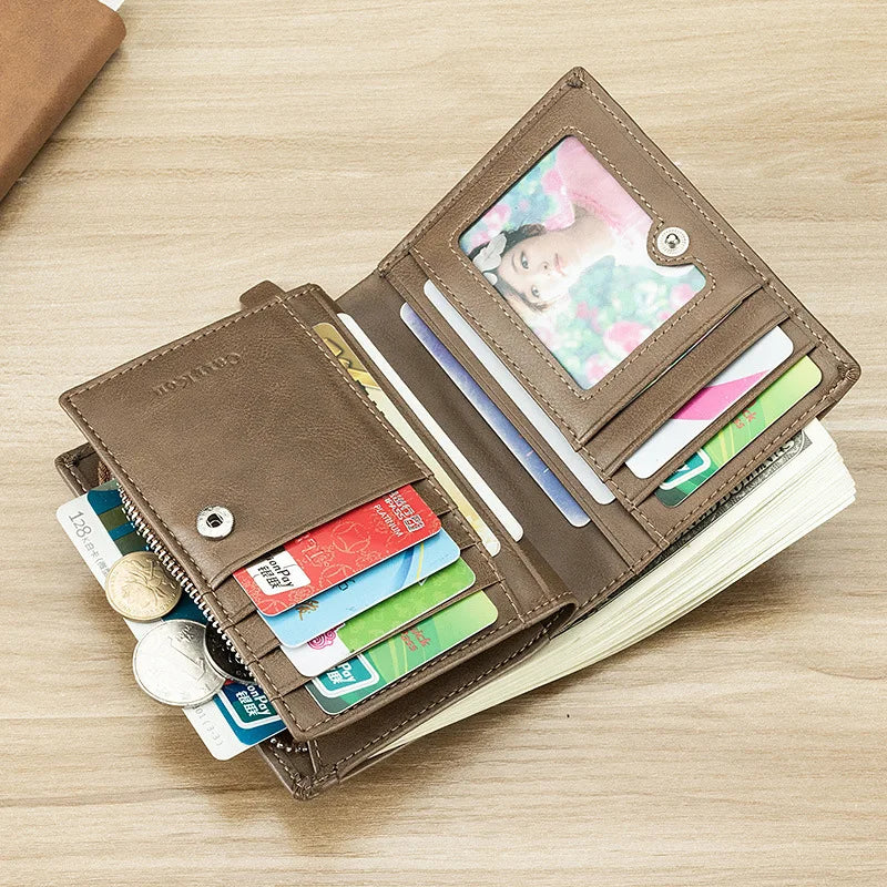 Custom Men's PU Leather Wallet with Photo Text - Gift for Him