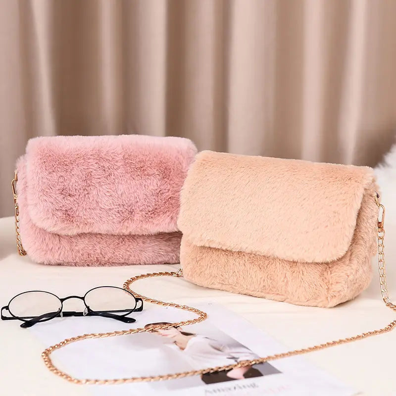 Faux Bag Women Chain Crossbody Handbag Purse Winter