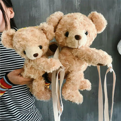 Faux Fur Bear Head Purse Cartoon Female Handbag Fluffy Teddy Shoulder Bag