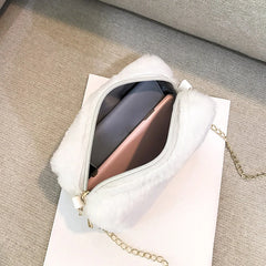 Faux Fur Crossbody Bag for Women Plush Shoulder Handbag