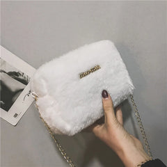Faux Fur Crossbody Bag for Women Plush Shoulder Handbag