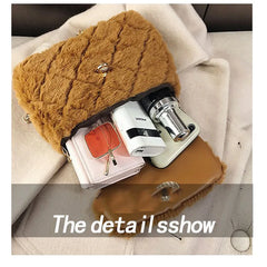 Faux Fur Crossbody Bag Plush Purses Handbag Female Phone Shoulder Wallet