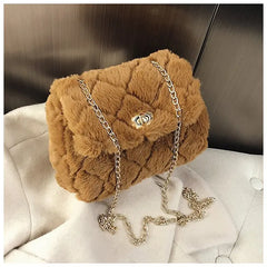 Faux Fur Crossbody Bag Plush Purses Handbag Female Phone Shoulder Wallet