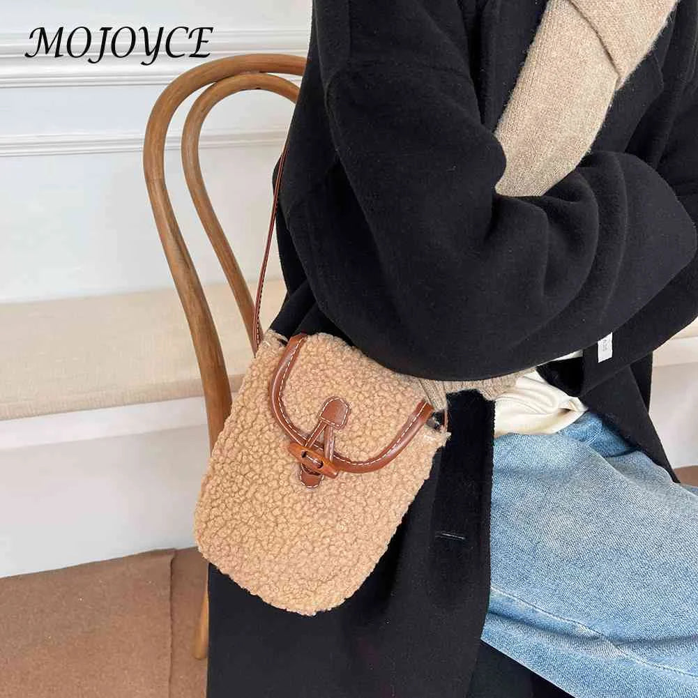 Faux Fur Shoulder Bag Autumn Winter Solid Mini Crossbody Bag for Women