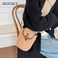Faux Fur Shoulder Bag Autumn Winter Solid Mini Crossbody Bag for Women