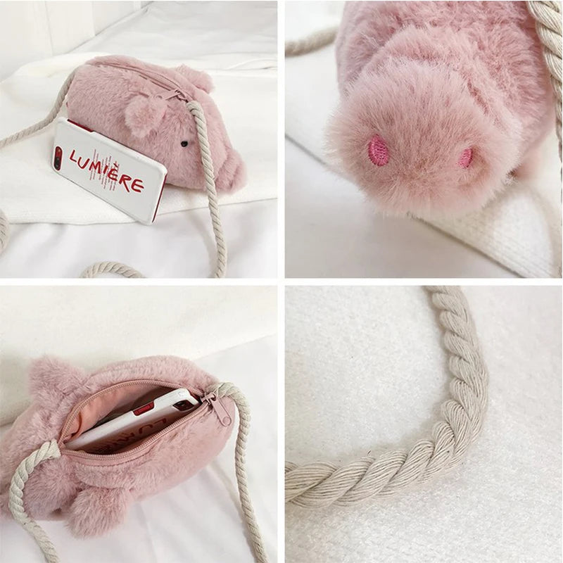 Faux Fur Shoulder Bag Plush Crossbody Bag Winter Party Purse Bag