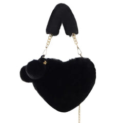 Plush Heart Shaped Shoulder Bag for Winter