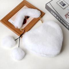 Heart Shaped Faux Fur Winter Shoulder Bag