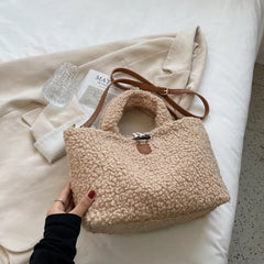 Faux Fur Women's Handbag Warm Plush Tote Bags Female Winter Shoulder Bag