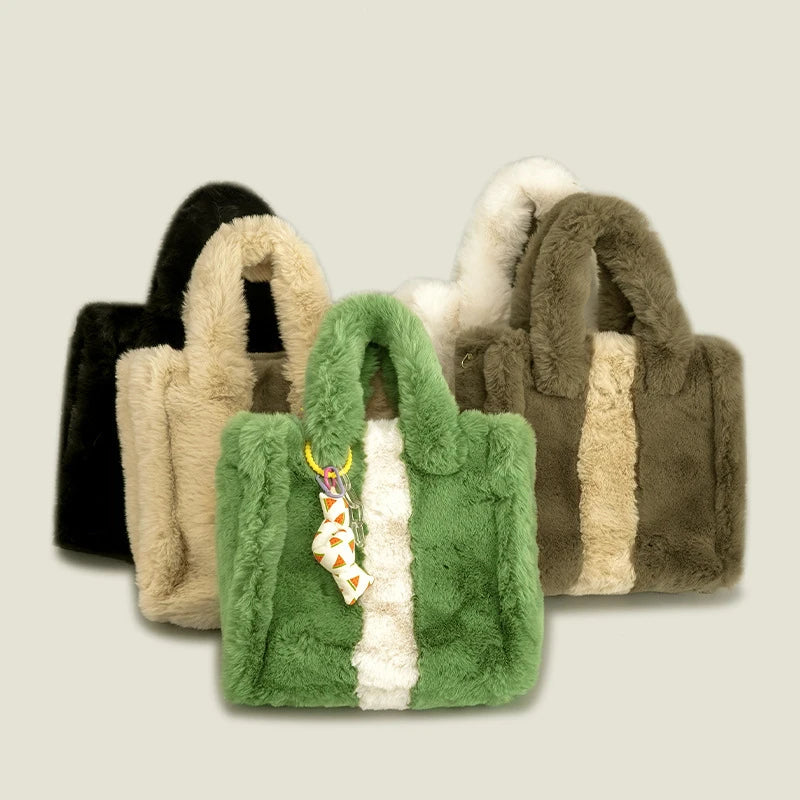 Faux Fur Women's Tote Bag Soft Plush Shoulder Messenger