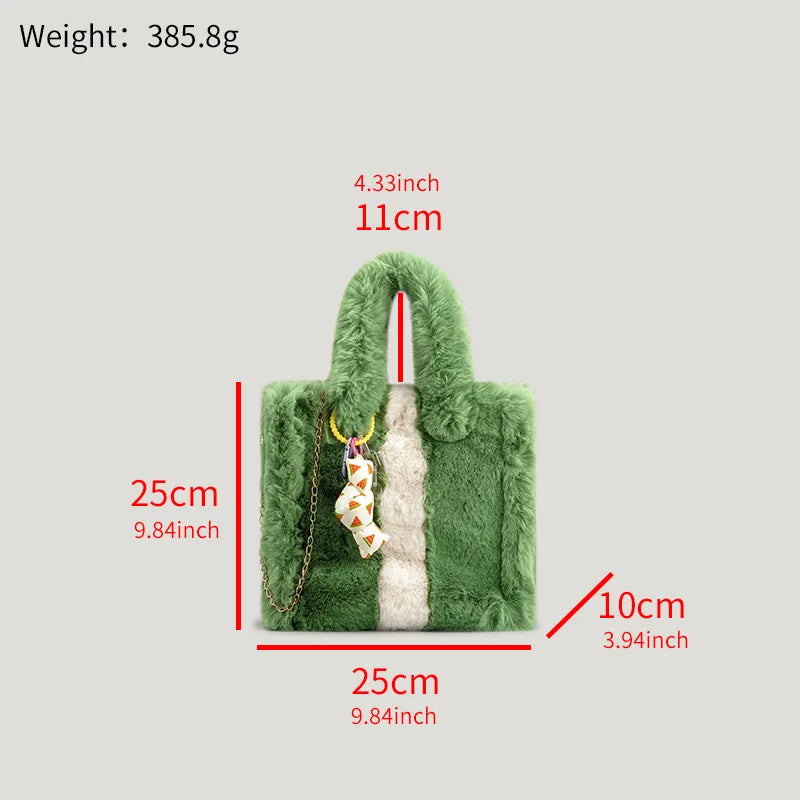 Faux Fur Women's Tote Bag Soft Plush Shoulder Messenger