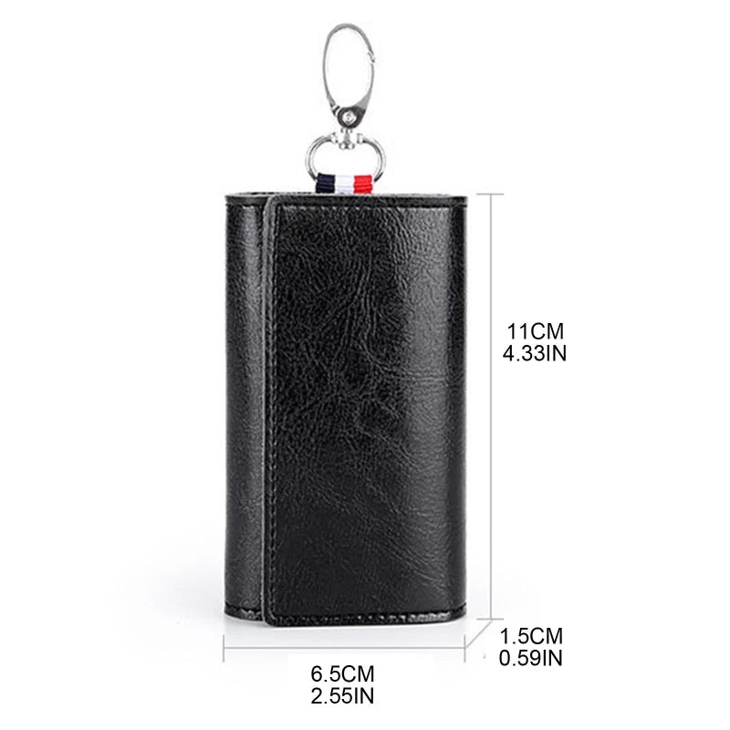 Faux Leather Key Case with Metal Hook Keychain
