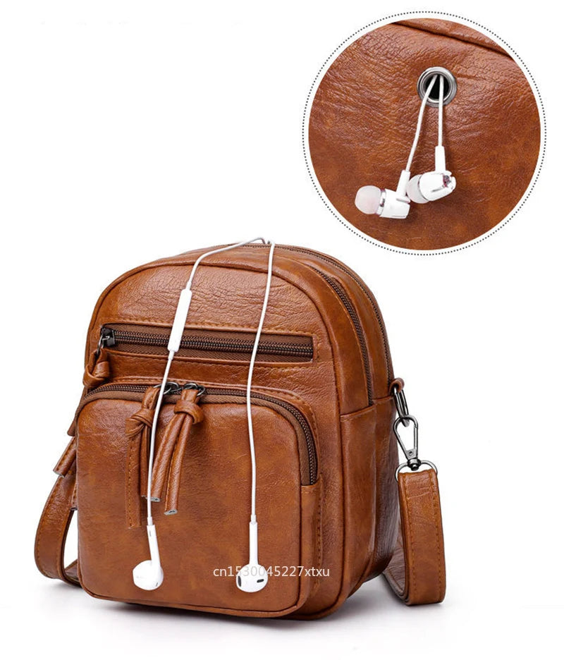 Vintage Mini Shoulder Bag Multi-Pocket Zipper Bolso