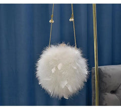Circular Chain Shoulder Bag for Women Evening Party Plush Clutch Bags