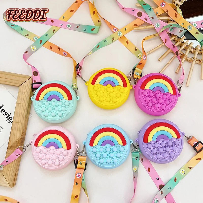 Rainbow Crossbody Bag Silicone Little Girls' Baby Small Bag
