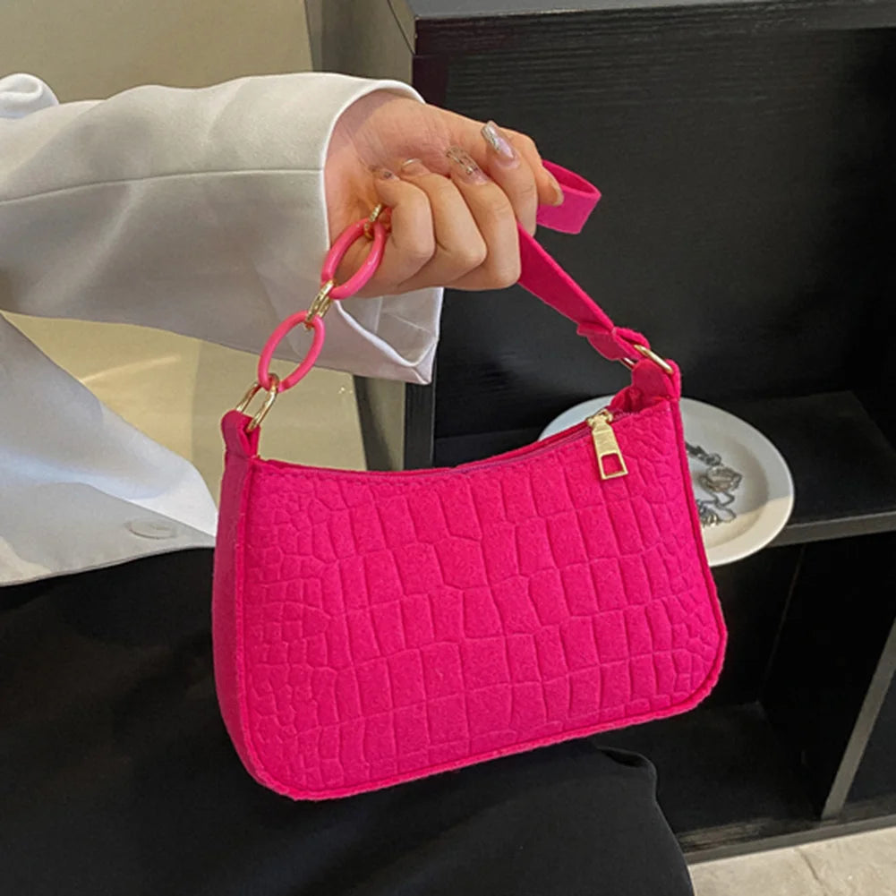 Felt Women's Shopping Bag Handbags Chain Shoulder Underarm Bag
