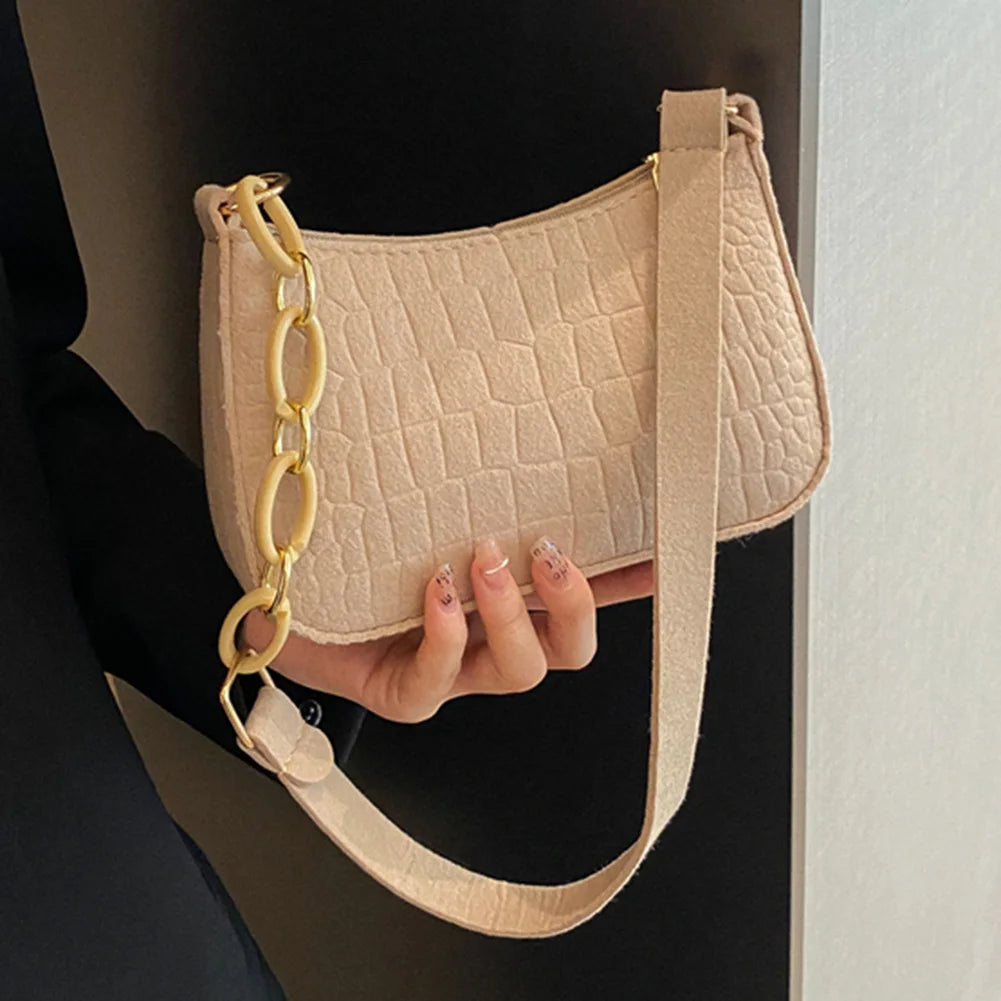 Felt Women's Shopping Bag Handbags Chain Shoulder Underarm Bag