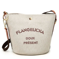 Canvas Bucket Women Shoulder Bag Beige