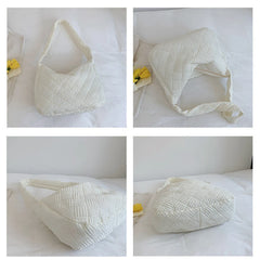 Female Casual Large Capacity Shoulder Tote Bags Cotton Clothing Texture
