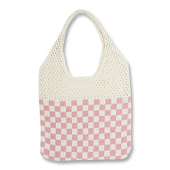 Vintage Crochet Eyelet Plaid High Capacity Shopping Bag