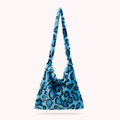 Female Animal Pattern Shoulder Bag Colorful Fluffly Top-handle Shopping Handbags