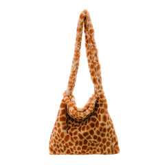 Female Animal Pattern Shoulder Bag Colorful Fluffly Top-handle Shopping Handbags