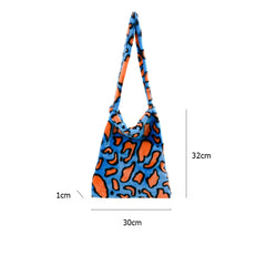 Female Animal Pattern Shoulder Bag Colorful Fluffly Top-handle Shopping Handbags