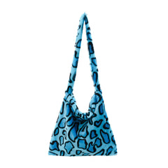 Female Animal Pattern Shoulder Bag Colorful Fluffly Top-handle Shopping Handbags