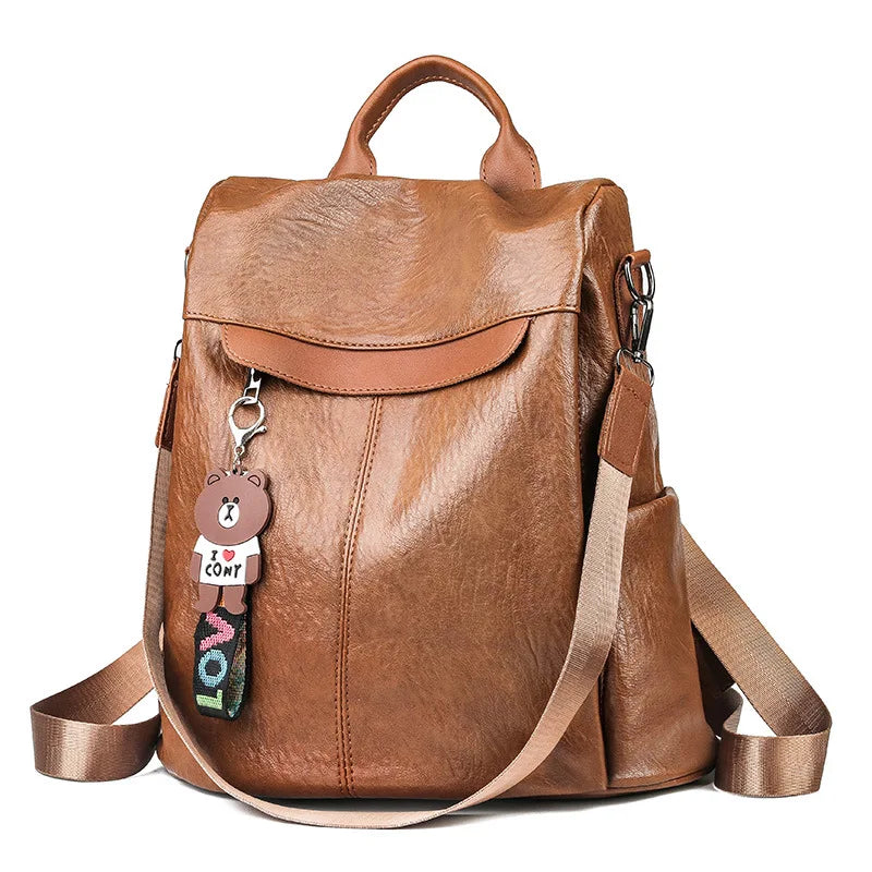Women's Anti-theft Backpack Classic Leather Shoulder Bag