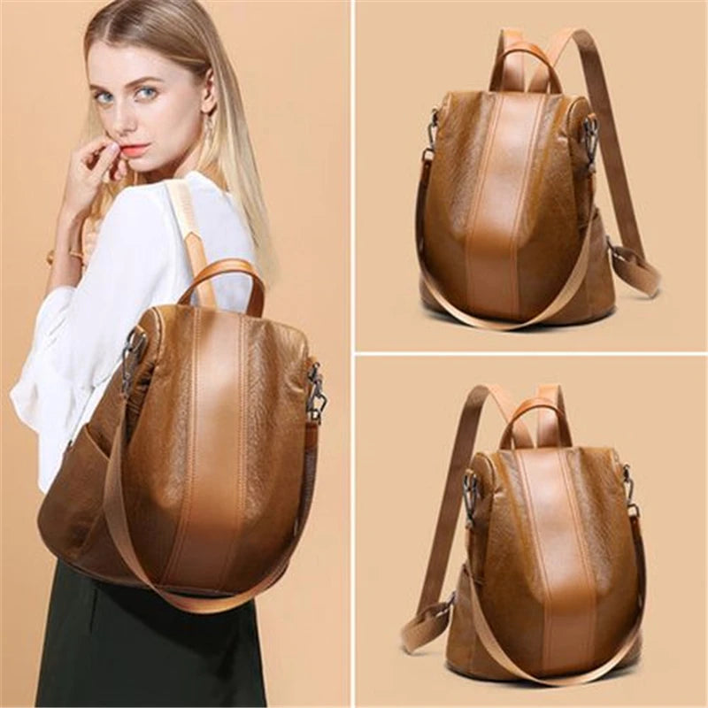 Women's Anti-theft PU Leather Backpack