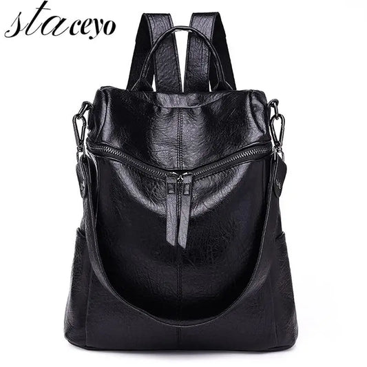Women's Leather Travel Backpack Wild Travel Bag