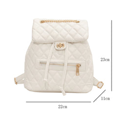 Women's Diamond Lattice Backpack Chains Shoulder Bag