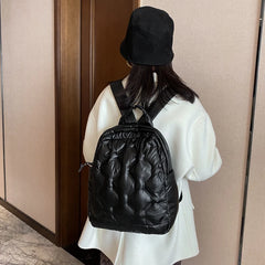 Women's Black Feather Down Travel Backpack Bagpack