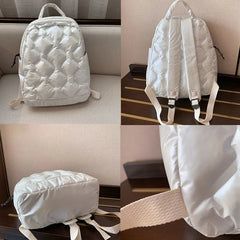 Women's Black Feather Down Travel Backpack Bagpack