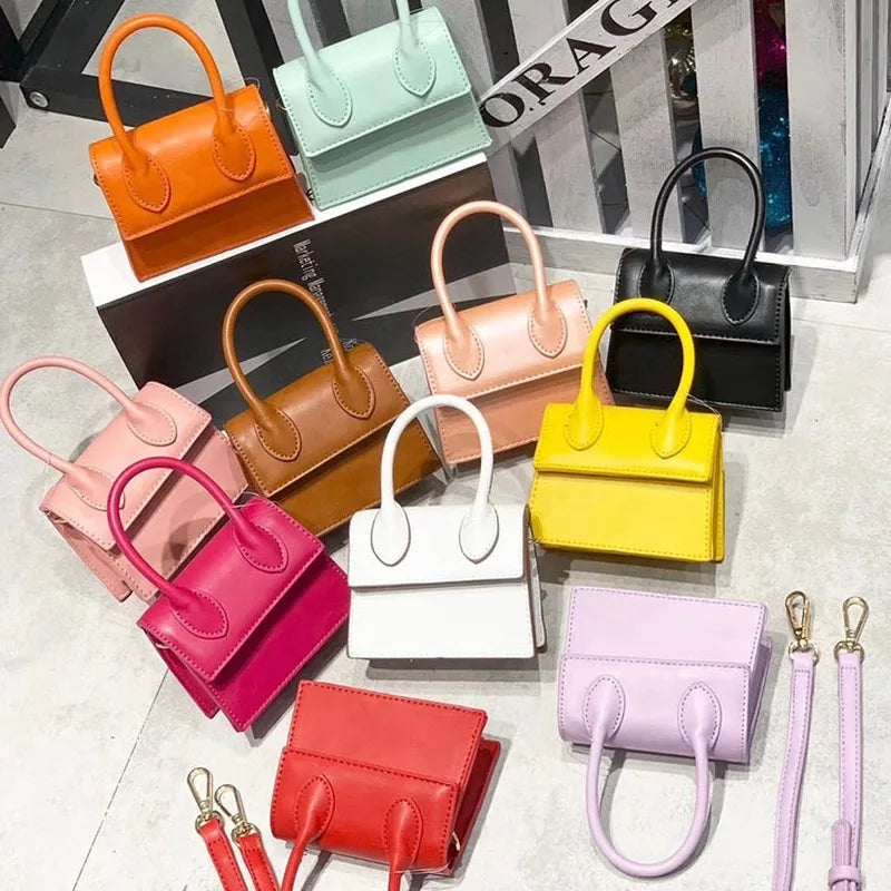 Crystal Leather Mini Messenger Bag Student Shoulder Bag