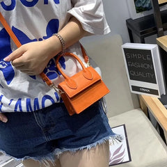 Crystal Leather Mini Messenger Bag Student Shoulder Bag