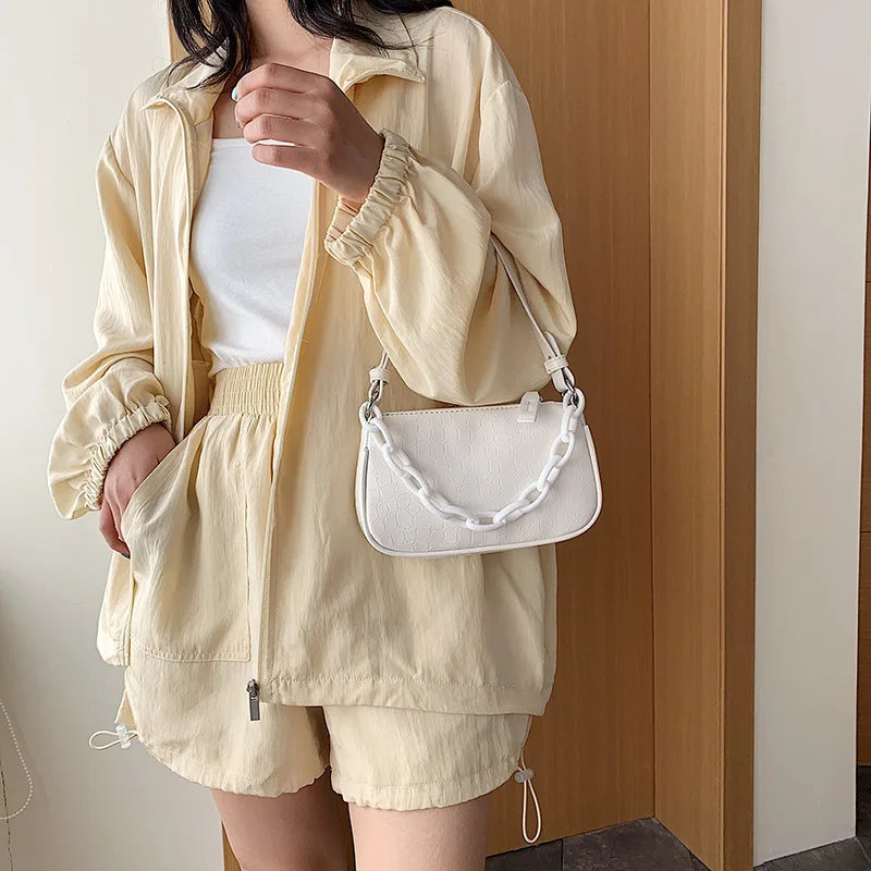 Female Acrylic Chain Shoulder Bag Underarm Handbag